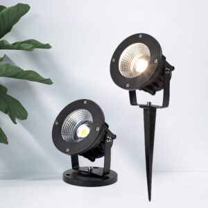 Black Aluminum 360 Lumen Integrated LED Outdoor Landscape Spotlight with Glass Shade